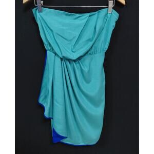 Express Strapless Dress Teal Blue Women Solid Polyester Size 6